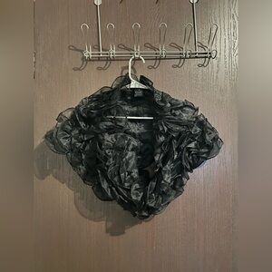Ilana Elegant Black Ruffled Shawl Chiffon